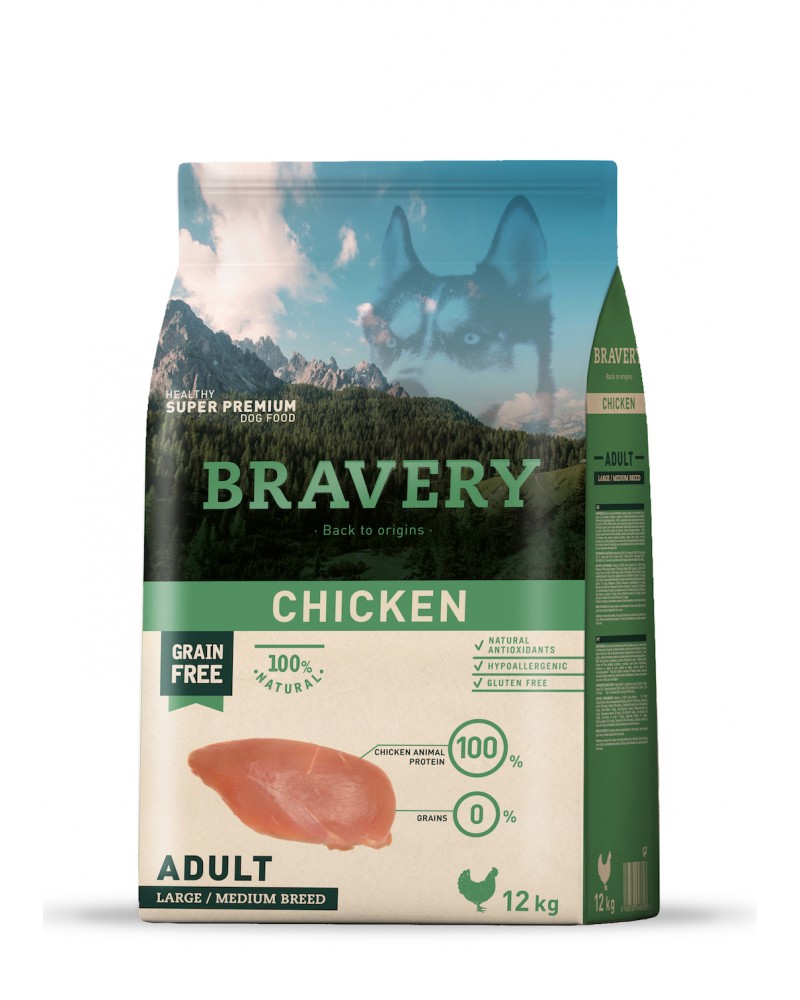 mejores-piensos-naturales-para-perros-bravery-pollo-para-perros-adultos-12kg